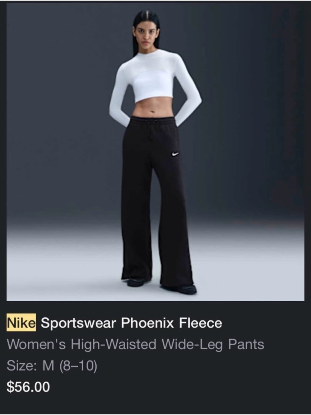 Nike Women's Wide-Leg Fleece Pants in Black
